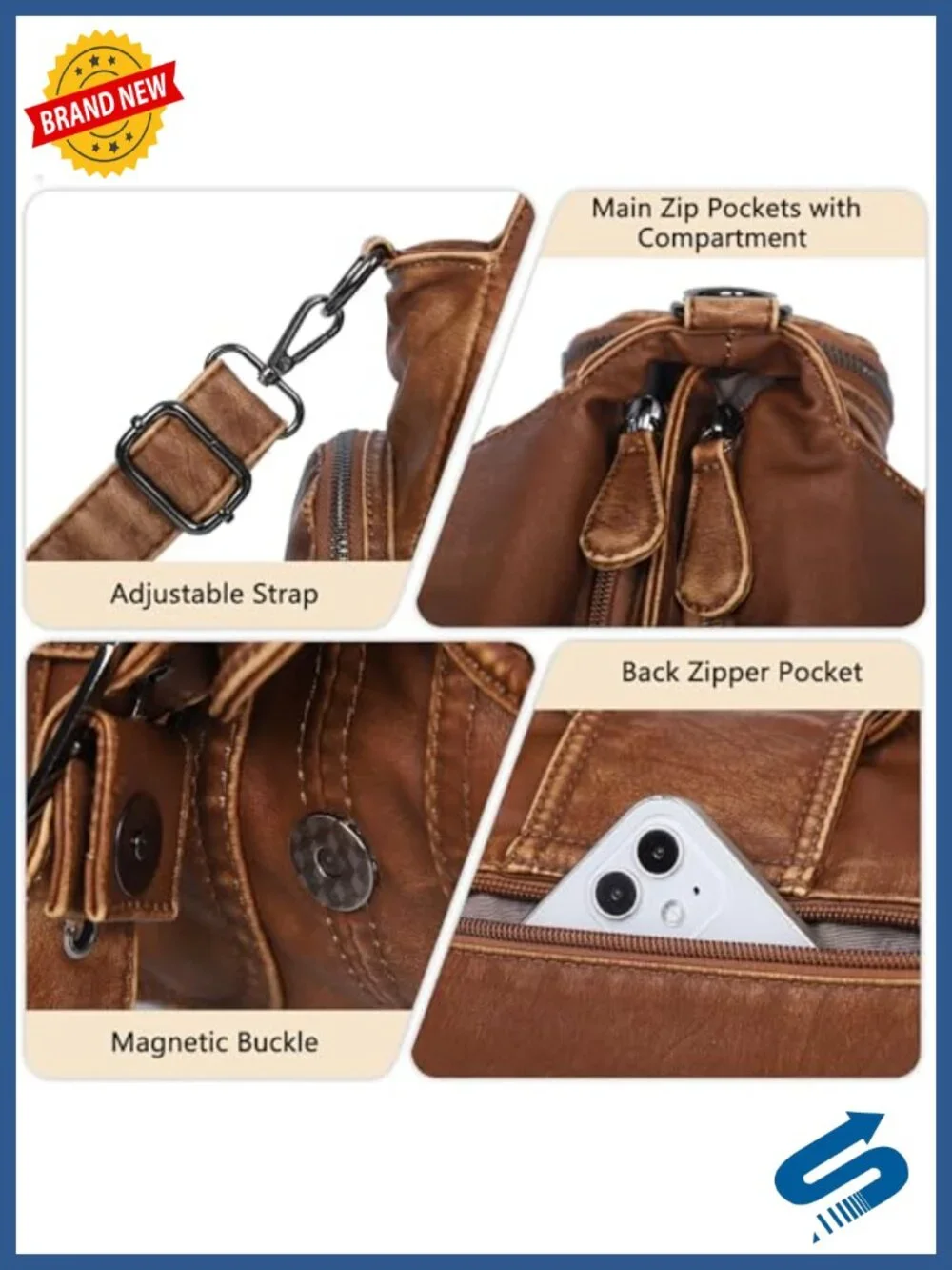 Vegan Leather Hobo Bag Women Shoulder Purse Crossbody Tote Handbag Roomy